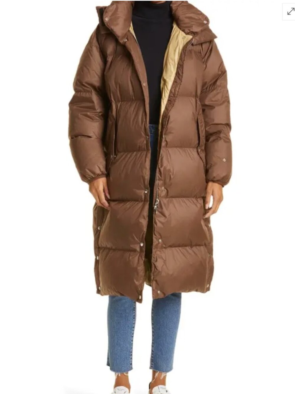Rag & Bone  Joelle Hooded Long Puffer Coat in Brown Small